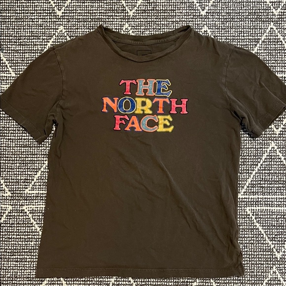The North Face Kids Army Green Tee with Multicolor Logo - Picture 1 of 2
